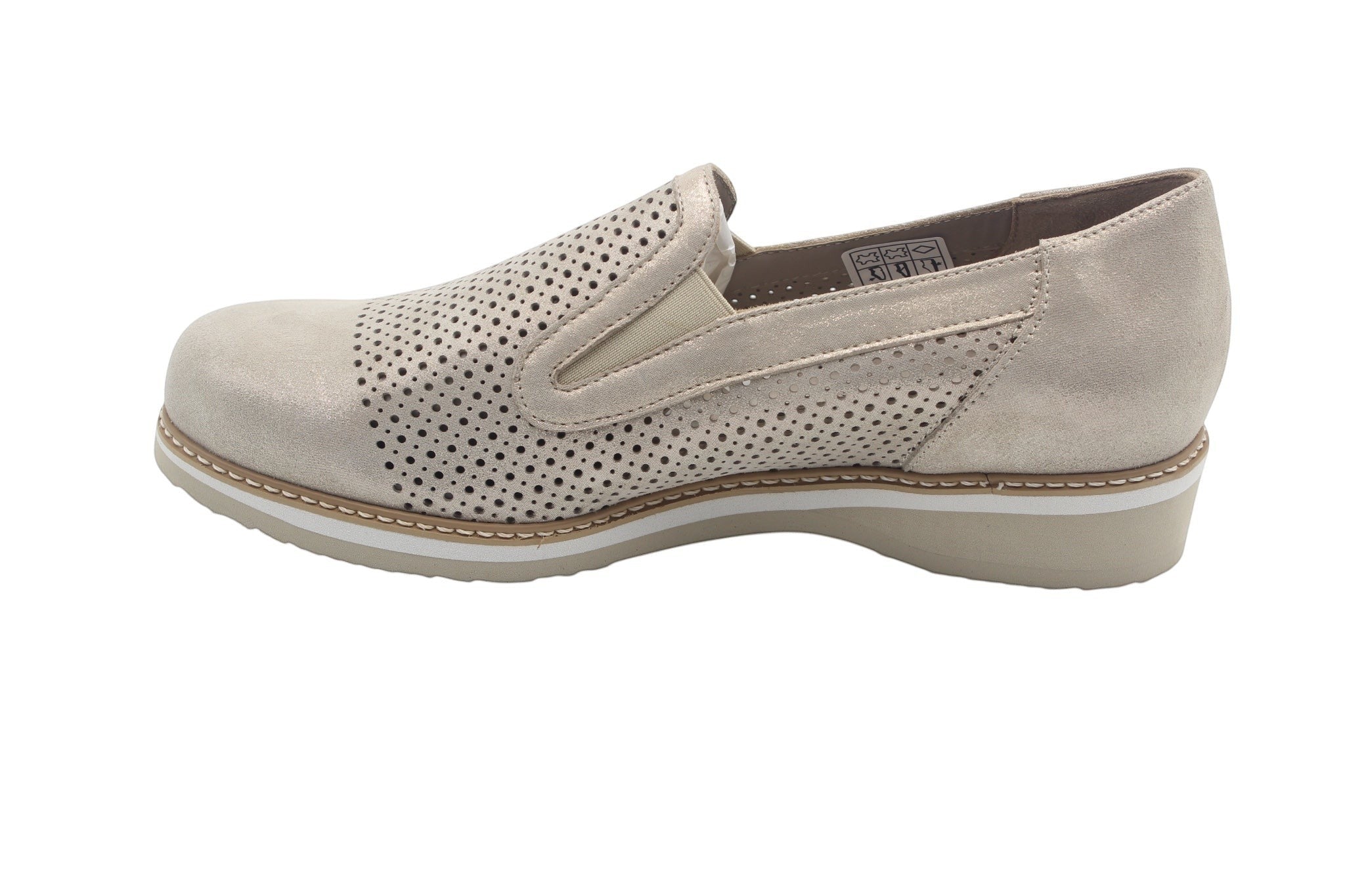 Elite Tomasi Scarpa Nazzaria Chanel tortora donna, dettaglio della suola e del plantare estraibile