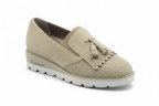 Scarpa donna Elite Tomasi Megan Tundra in pelle beige traforata con nappine e suola leggera in micro