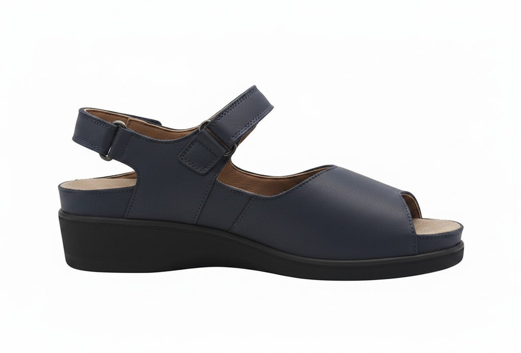 Sandalo donna Elite Tomasi Store modello Vale blu con cinturino regolabile e suola antiscivolo nera
