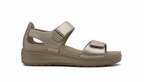 Sandalo Elite Tomasi Store color oro in pelle con chiusure a strappo e plantare estraibile per massimo comfort